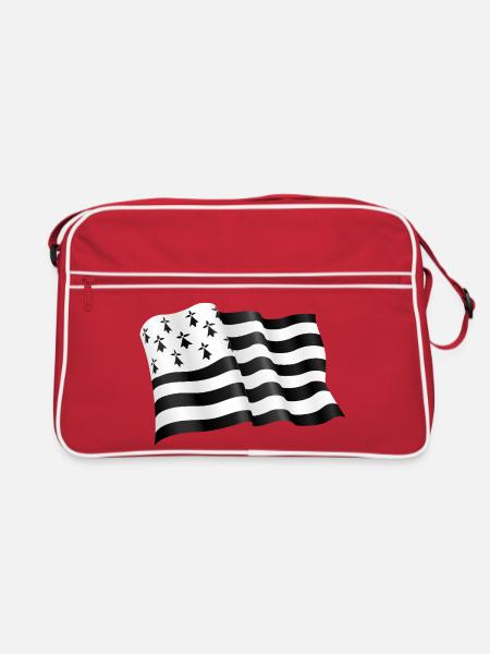 Bretonische Flagge - Retro Tasche - Rot/Weiß