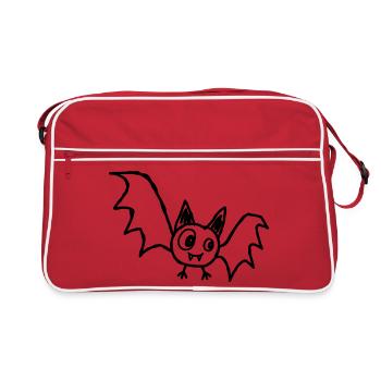 Niedliche Halloween-Fledermaus im Kritzelstil - Retro Tasche - Rot/Weiß - Vorne