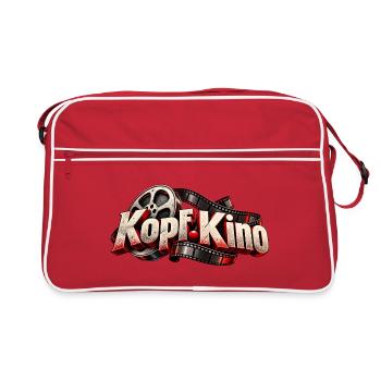 Kopf Kino Filmlogo mit Reel - Retro Tasche - Rot/Weiß - Vorne