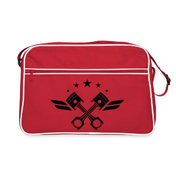 Engine pistons crossed with wings & stars - Retro Bag - red/white - Front