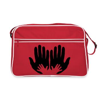 Ouvrez les mains des parents avec les mains des enfants - Sac Retro - rouge/blanc - Devant