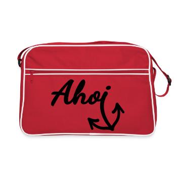 Ahoi (Farbe anpassbar) - Retro Tasche - Rot/Weiß - Vorne