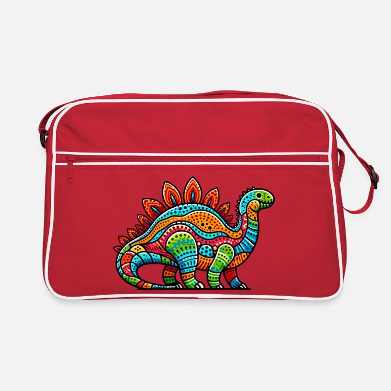 Dinosaurier - Retro Tasche - Rot/Weiß
