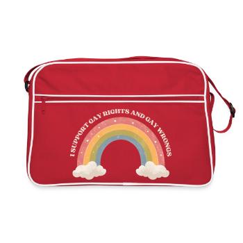 Je soutiens les droits des homosexuels – T-shirt arc-en-ciel pastel - Sac Retro - rouge/blanc - Devant