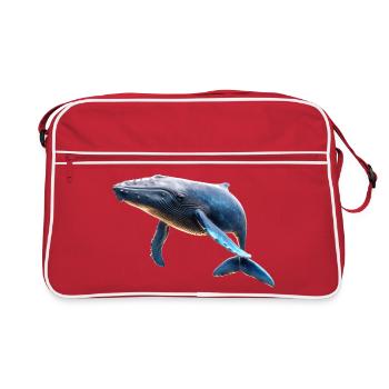 Baleine bleue Baleine Baleines bleues Baleines Chant Baleine Plongeur Baleines Océan - Sac Retro - rouge/blanc - Devant