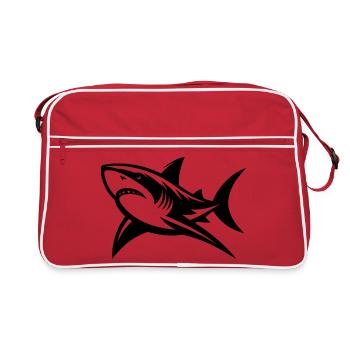 Sourire est difficile avec autant de blagues sur les dents sur le requin - Sac Retro - rouge/blanc - Devant