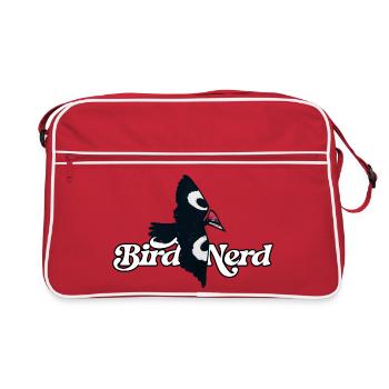 Bird Nerd Logo Tee - Retro Tasche - Rot/Weiß - Vorne