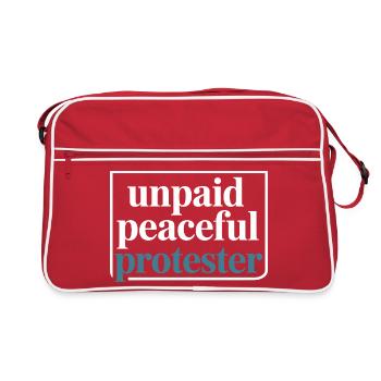 Unpaid Peaceful Protester Activist Saying Demo - Retro Bag - red/white - Front