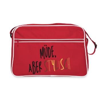 Müde aber stylisch  - Retro Tasche - Rot/Weiß - Vorne