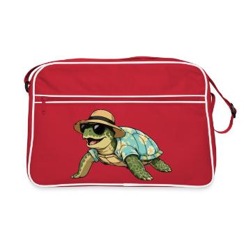 Tortue dans un look tropical - Sac Retro - rouge/blanc - Devant