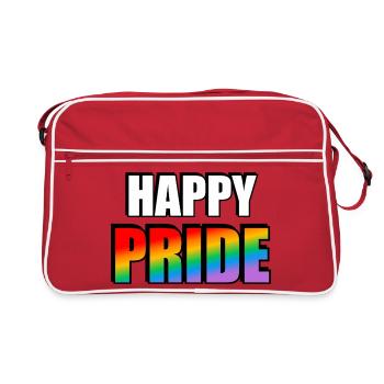 Lettres arc-en-ciel de la fierté heureuse - Sac Retro - rouge/blanc - Devant