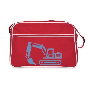 Excavator Contours: Silhouette of a Construction Equipment Operator - Retro Bag - red/white - Front