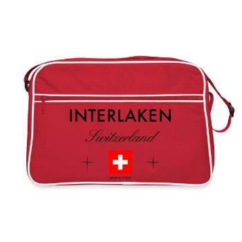 Interlaken Switzerland Coordinates Travel Souvenir - Retro Bag - red/white - Front