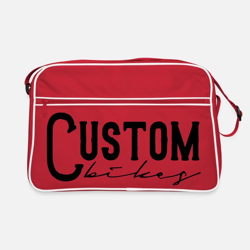 custom bikes bobber tuner chopper motorrad sticker - Retro Tasche - Rot/Weiß