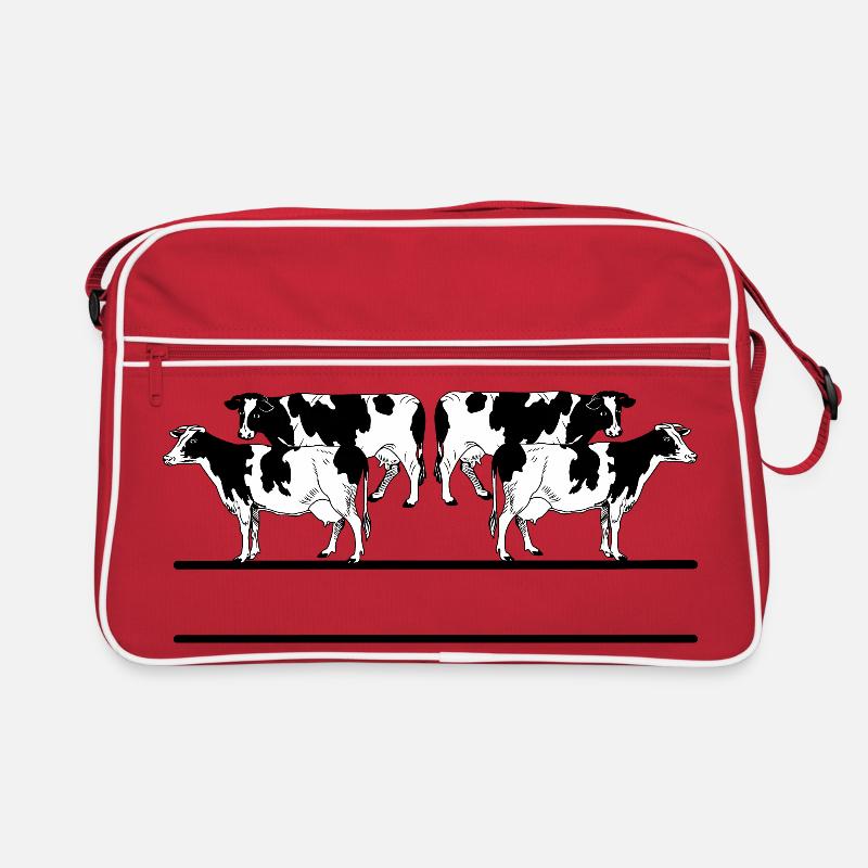 Schwarz-Weiß-Monogramm mit vier Kühen Retro Tasche