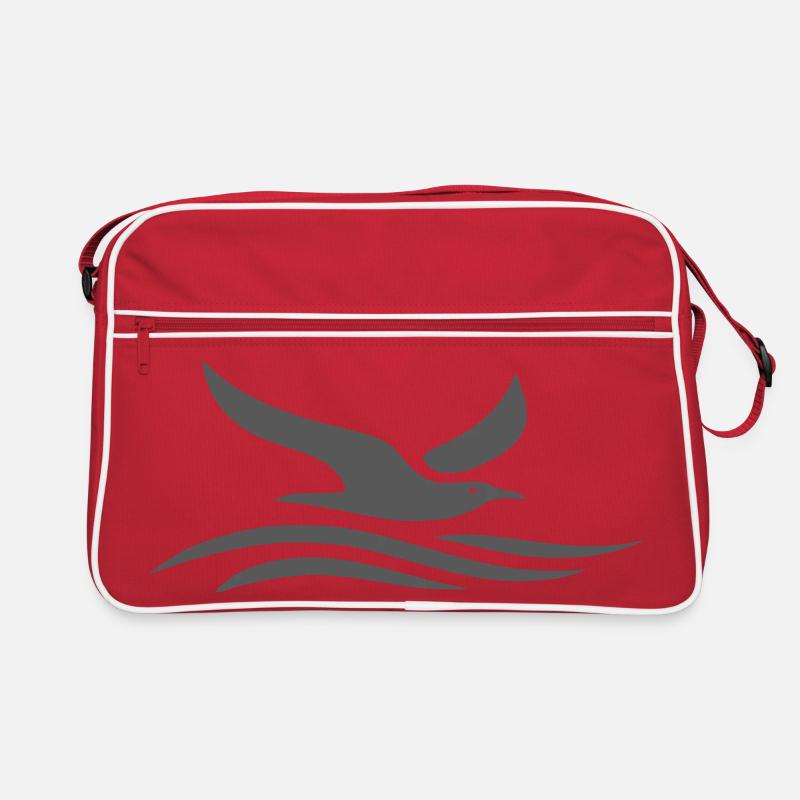 Möwe über dem Meer - Retro Tasche - Rot/Weiß