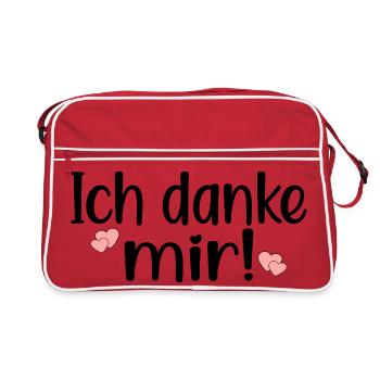 IRONIE DANKSAGUNG - HUMOR ICH DANKE MIR - Retro Tasche - Rot/Weiß - Vorne