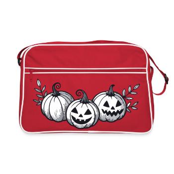 Trio aus grauen Halloween-Kürbissen - Retro Tasche - Rot/Weiß - Vorne