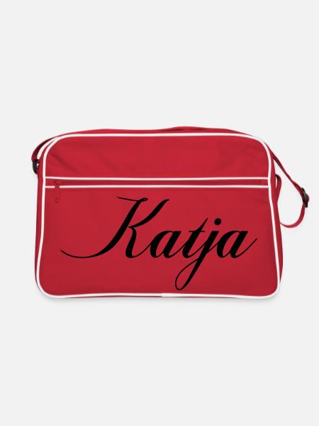 Katja Name - Retro Tasche - Rot/Weiß - Vorne