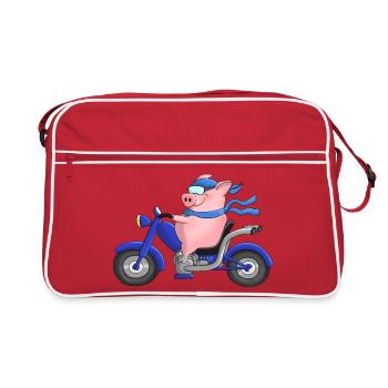 Funny motorcyclist on chopper - Retro Bag - red/white - Front