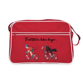 Triathlon triathletes live longer! - Retro Bag - red/white - Front