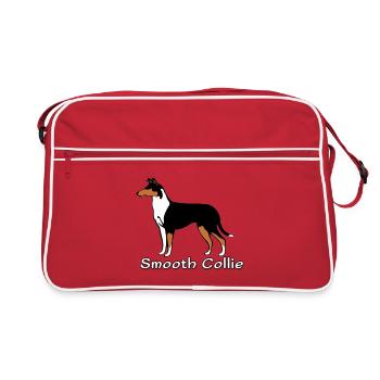 Smooth Collie tricolour - Retro Bag - red/white - Front