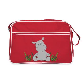 Hippopotamus on meadow - Retro Bag - red/white - Front