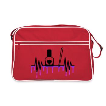 Heartbeat Nail vernis nail artist coeur cadeau - Sac Retro - rouge/blanc - Devant