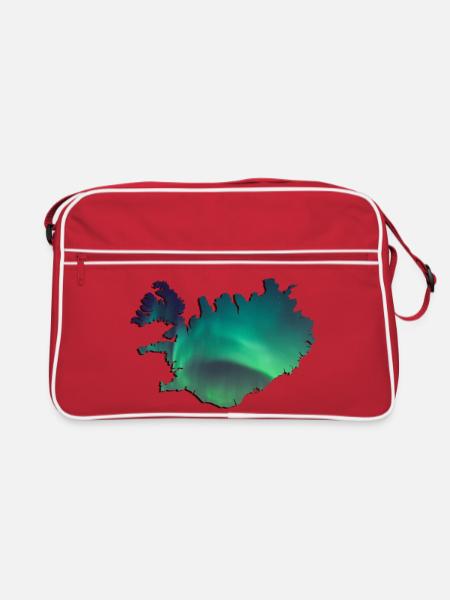 Iceland Iceland Northern Lights Topography Design - Retro Bag - red/white - Front