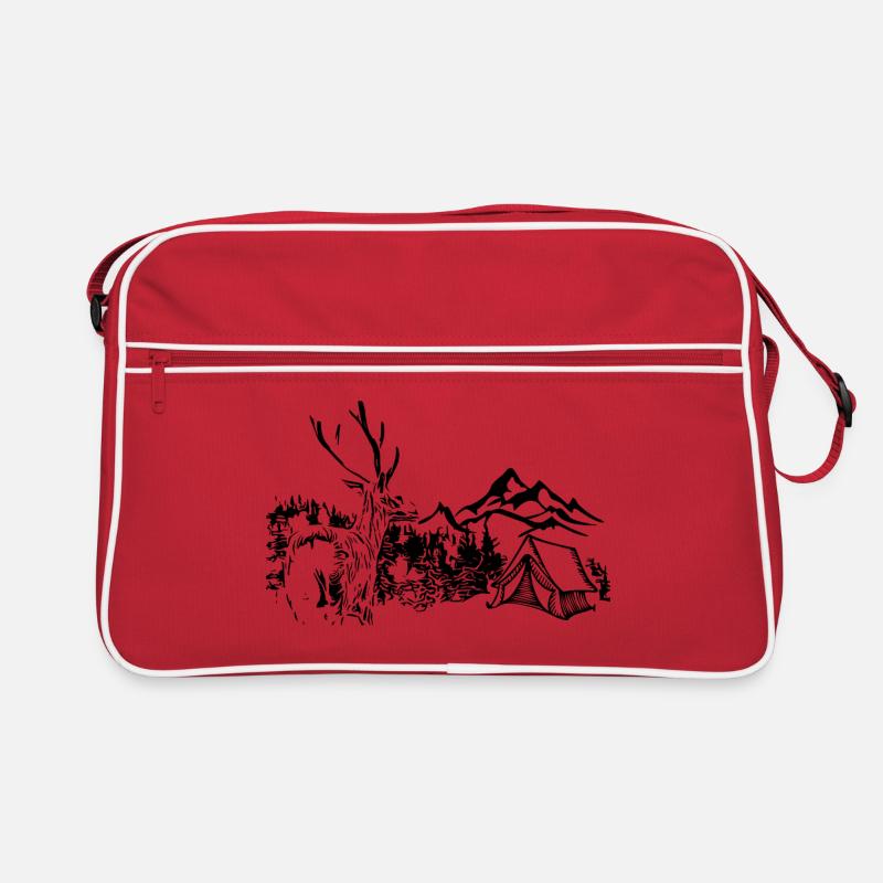 Deer, Mountains, Nature, Camping Retro Bag