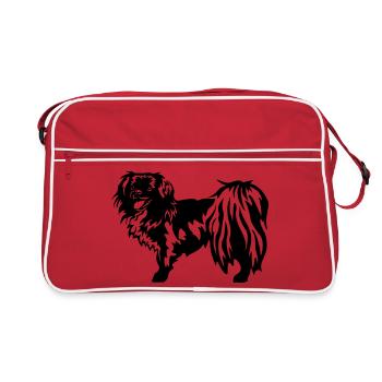Tibet Spaniel - Retro Tasche - Rot/Weiß - Vorne