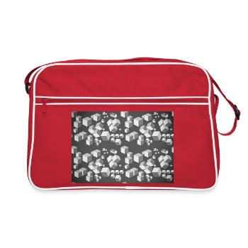 Deco pattern grey-white - Retro Bag - red/white - Front