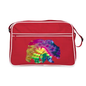 Bear Silhouette Tie Dye Batik Pattern - Sac Retro - rouge/blanc - Devant