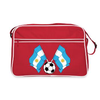 Deux drapeaux argentins avec un ballon de football argentin - Sac Retro - rouge/blanc - Devant