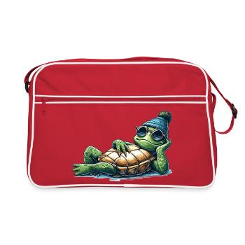 Chill Toad Turtle Cool Chill Gift - Retro Bag - red/white - Front