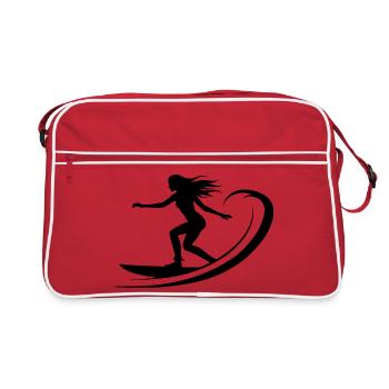Surfing Girl Drawing - Retro Bag - red/white - Front