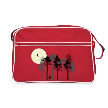 Mystic Night Forest Silhouette - Retro Bag - red/white - Front