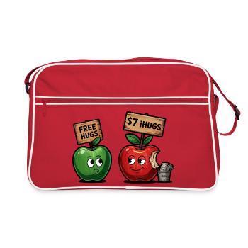Motif de pomme amusant avec bâillon Free Hugs - Sac Retro - rouge/blanc - Devant