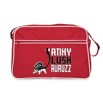 Üppiges sexy Dinosaurier T-Shirt - Retro Tasche - Rot/Weiß - Vorne
