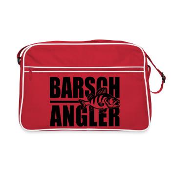 Barsch Angler Barsche Raubfischangeln Flussbarsch - Retro Tasche - Rot/Weiß - Vorne