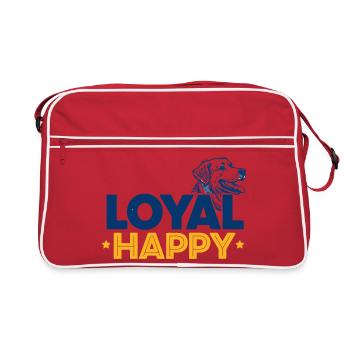 Happy Loyal Hund Tier Typografie - Retro Tasche - Rot/Weiß - Vorne