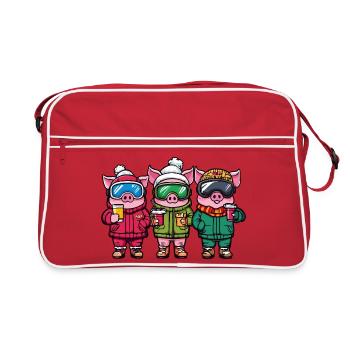 Ski Team Piglets - Retro Bag - red/white - Front