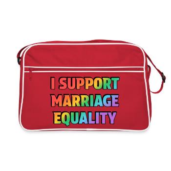 Ich unterstütze die Gleichstellung der Ehe - Retro Tasche - Rot/Weiß - Vorne