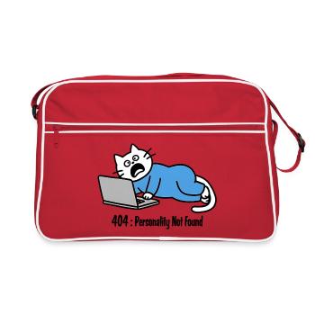 404: Personality Not Found, Cat Drawing - Retro Bag - red/white - Front