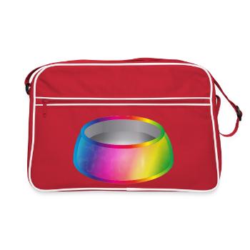 Motif de bol alimentaire arc-en-ciel pour animaux de compagnie - Sac Retro - rouge/blanc - Devant