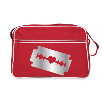 Illustration de lame de rasoir avec motif de cœur - Sac Retro - rouge/blanc - Devant