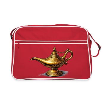 Goldene Öllampe Ornament - Retro Tasche - Rot/Weiß - Vorne