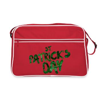 Grüne Blatt-Typo St Patrick's Day - Retro Tasche - Rot/Weiß - Vorne