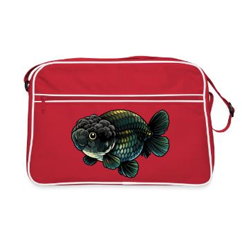 Grade Big Wen Black Blue Lion Queen HQ Ranchu - Retro Bag - red/white - Front