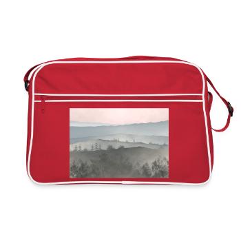 Lever de soleil dans les montagnes de brume - Sac Retro - rouge/blanc - Devant